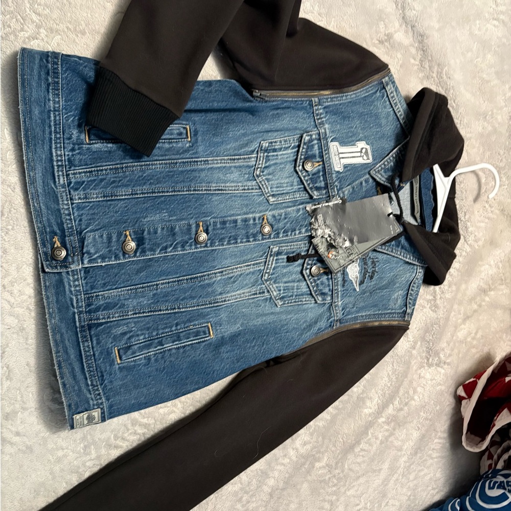Harley-Davidson Blue Denim Jacket with Black Accents